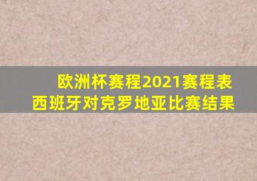 欧洲杯赛程2021赛程表西班牙对克罗地亚比赛结果