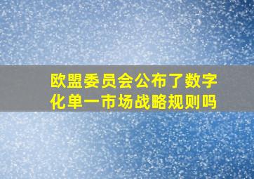 欧盟委员会公布了数字化单一市场战略规则吗