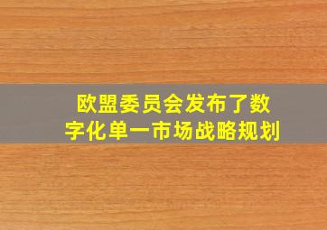 欧盟委员会发布了数字化单一市场战略规划