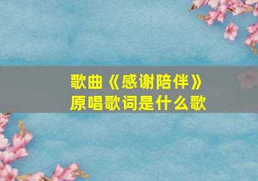 歌曲《感谢陪伴》原唱歌词是什么歌