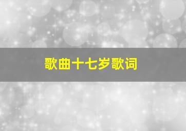 歌曲十七岁歌词