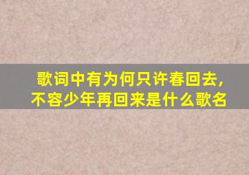 歌词中有为何只许春回去,不容少年再回来是什么歌名