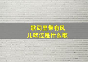 歌词里带有风儿吹过是什么歌