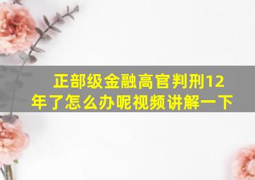 正部级金融高官判刑12年了怎么办呢视频讲解一下