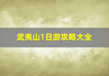 武夷山1日游攻略大全