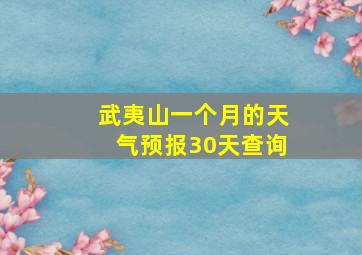 武夷山一个月的天气预报30天查询