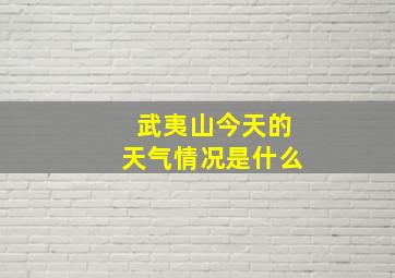 武夷山今天的天气情况是什么