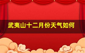 武夷山十二月份天气如何