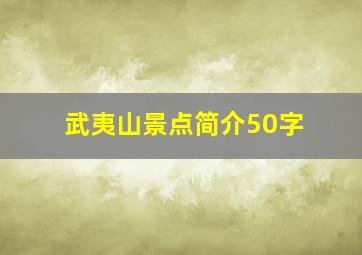 武夷山景点简介50字