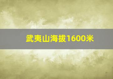 武夷山海拔1600米