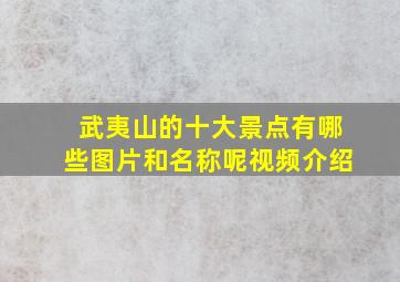 武夷山的十大景点有哪些图片和名称呢视频介绍