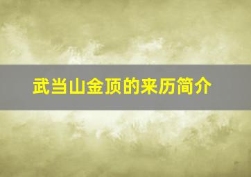 武当山金顶的来历简介