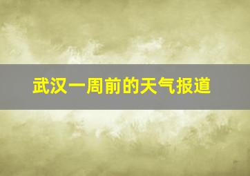 武汉一周前的天气报道