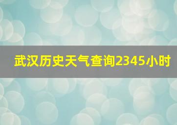 武汉历史天气查询2345小时