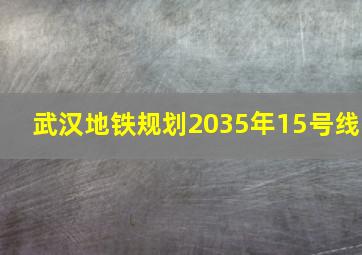 武汉地铁规划2035年15号线