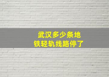 武汉多少条地铁轻轨线路停了