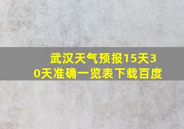 武汉天气预报15天30天准确一览表下载百度