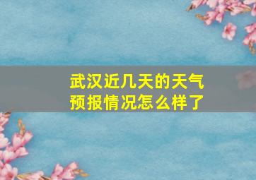 武汉近几天的天气预报情况怎么样了