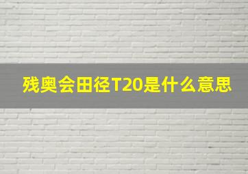 残奥会田径T20是什么意思