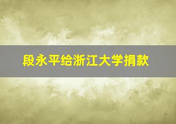 段永平给浙江大学捐款