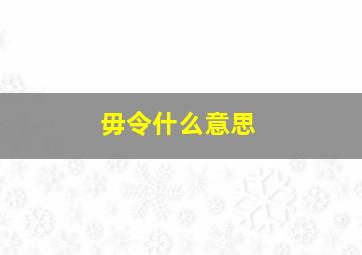 毋令什么意思