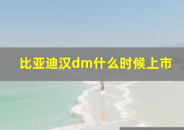 比亚迪汉dm什么时候上市