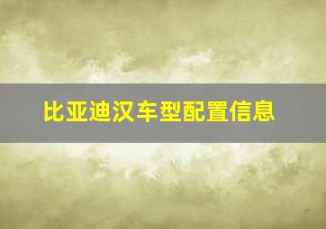 比亚迪汉车型配置信息