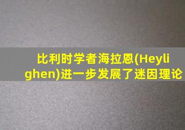 比利时学者海拉恩(Heylighen)进一步发展了迷因理论