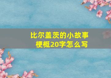 比尔盖茨的小故事梗概20字怎么写