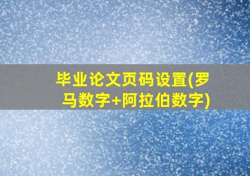 毕业论文页码设置(罗马数字+阿拉伯数字)