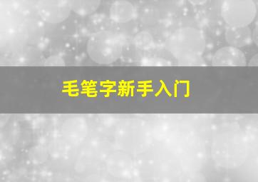 毛笔字新手入门