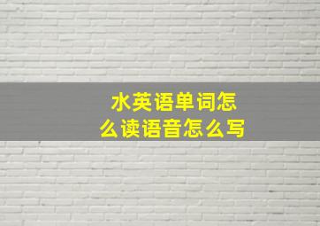 水英语单词怎么读语音怎么写