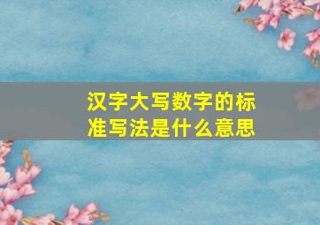 汉字大写数字的标准写法是什么意思