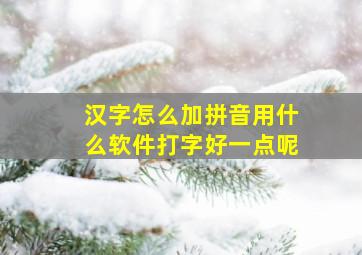 汉字怎么加拼音用什么软件打字好一点呢