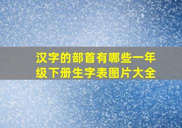 汉字的部首有哪些一年级下册生字表图片大全