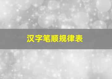 汉字笔顺规律表