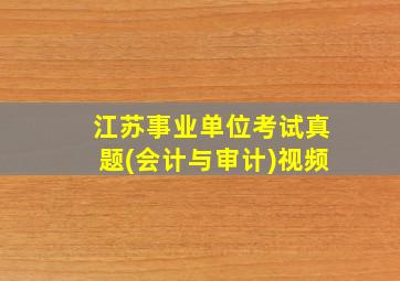 江苏事业单位考试真题(会计与审计)视频