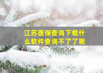 江苏医保查询下载什么软件查询不了了呢