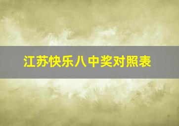 江苏快乐八中奖对照表