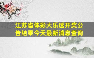 江苏省体彩大乐透开奖公告结果今天最新消息查询