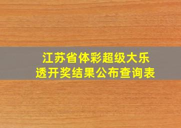 江苏省体彩超级大乐透开奖结果公布查询表