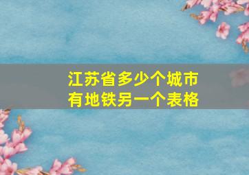 江苏省多少个城市有地铁另一个表格