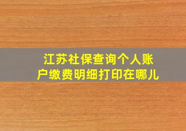 江苏社保查询个人账户缴费明细打印在哪儿