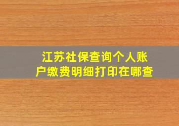 江苏社保查询个人账户缴费明细打印在哪查