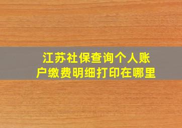 江苏社保查询个人账户缴费明细打印在哪里