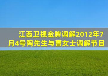 江西卫视金牌调解2012年7月4号陶先生与曹女士调解节目