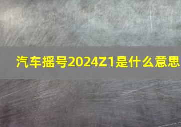 汽车摇号2024Z1是什么意思