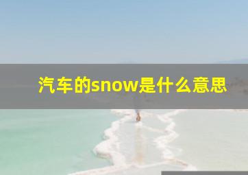 汽车的snow是什么意思