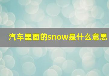 汽车里面的snow是什么意思