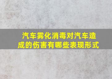 汽车雾化消毒对汽车造成的伤害有哪些表现形式